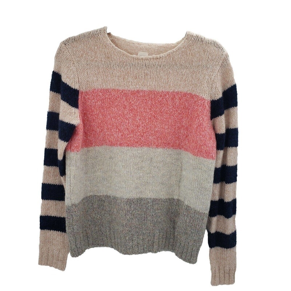 Rebecca Taylor Striped Colorblock Sweater Womens Size Small Wool Blend - Picture 2 of 12